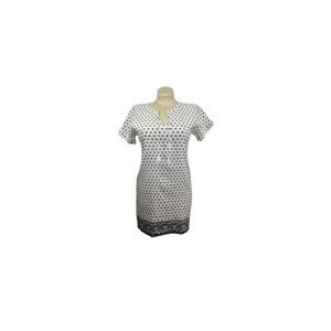 Women's Vineyard Vines Sz 2 Linen Blend White‎ & Black Print Dress
